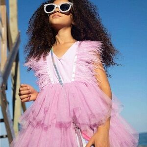 🌷Lola + The boys purple Feathered Tulle Dress🌷